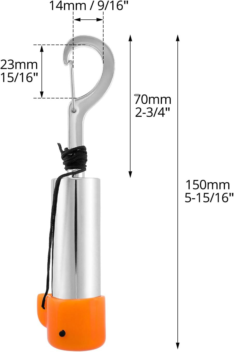 Scuba Diving Underwater Shaker with Clip, Non-Corrosive Metal Rattle Stick, Comp