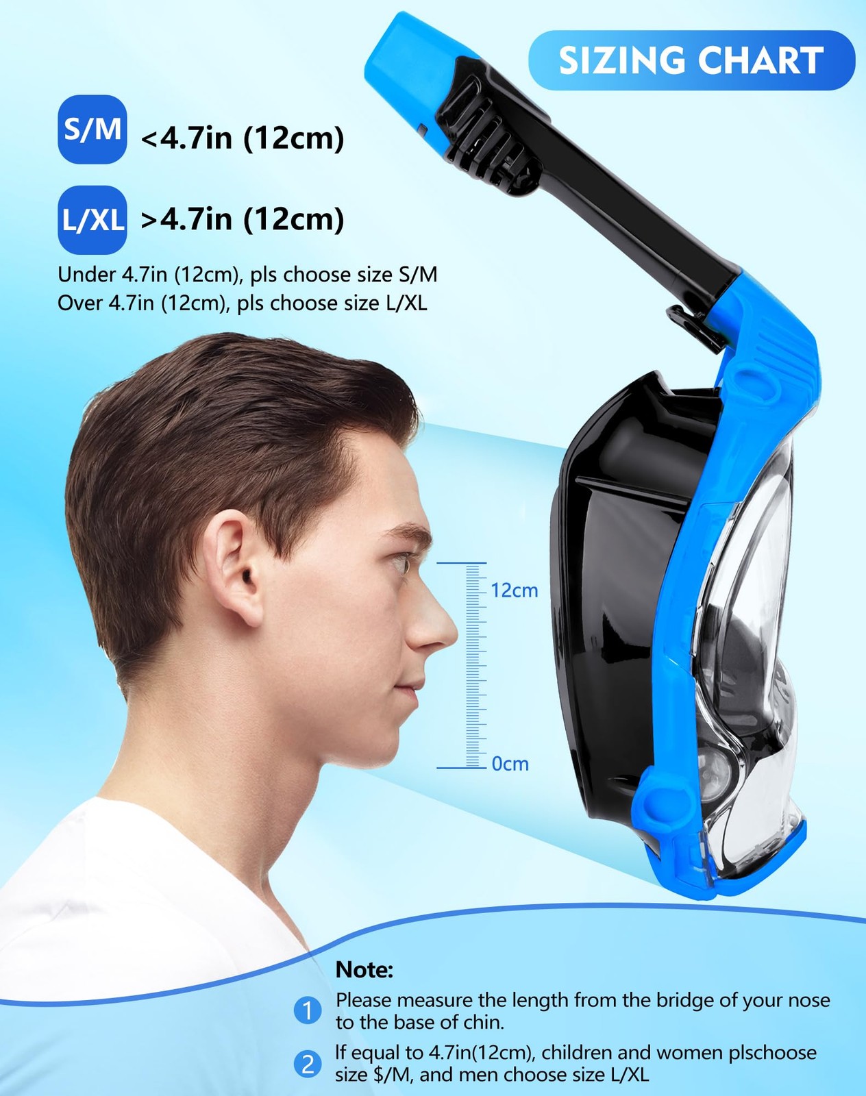 Full Face Snorkel for Adults, Snorkelling Gear with Waterproof Pouch, Unisex …
