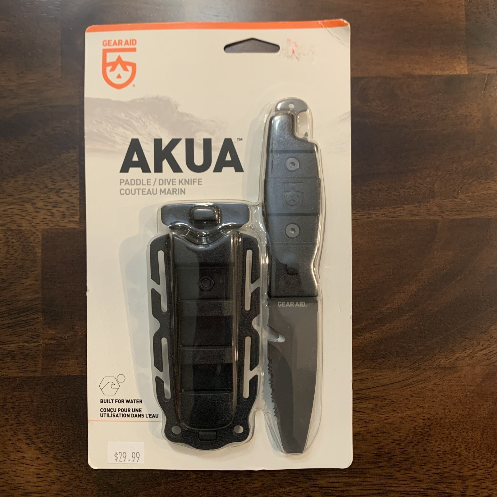 New Gear Aid Akua Paddle/Dive Blunt Tip Knife With Sheath Black