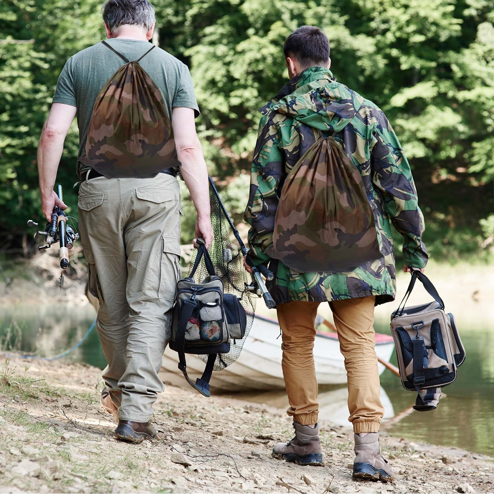 salbsever 2PCS Camo Bag Drawstring 13.8 x 16.5 x 0.7 inches, Camouflage Brown