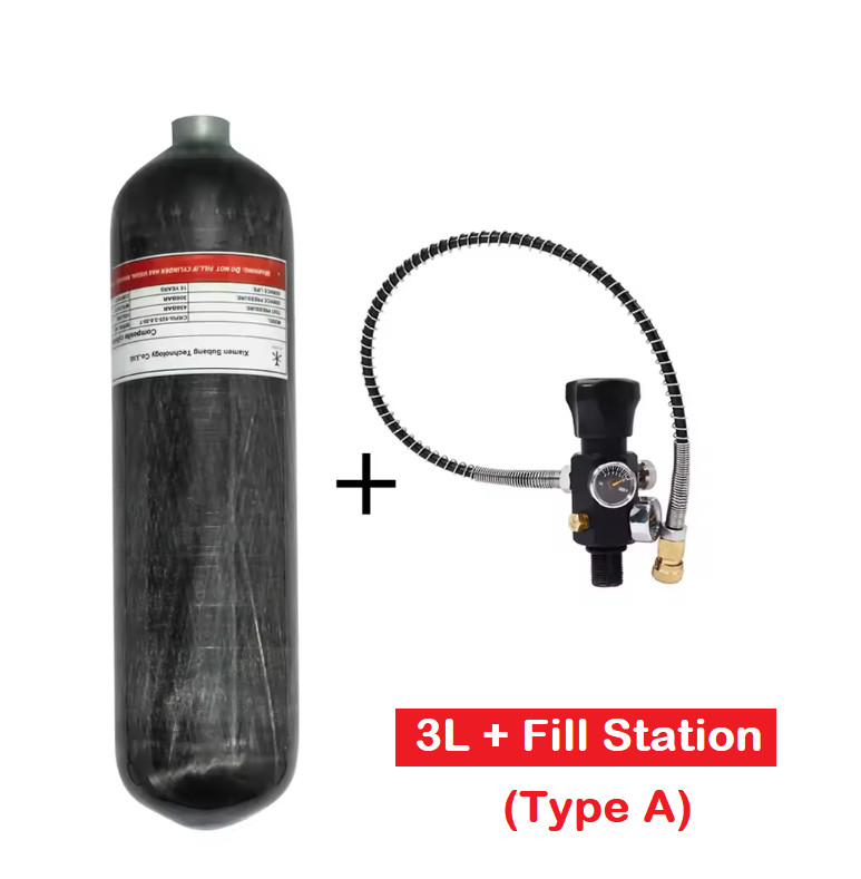 3L Carbon Fiber Cylinder High Pressure Tank Fill Station Valve 4500PSI 300BAR