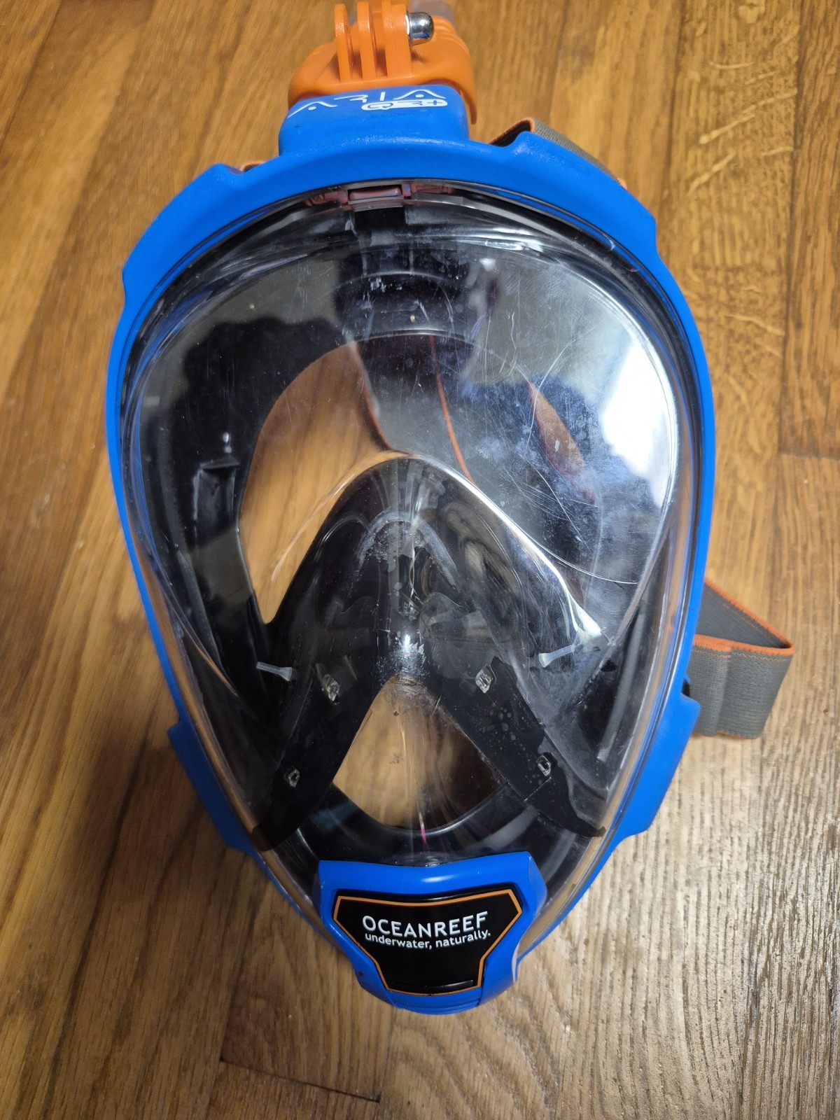 Ocean Reef ARIA QR+ Full Face Snorkeling Mask, Blue, Small/Medium Used