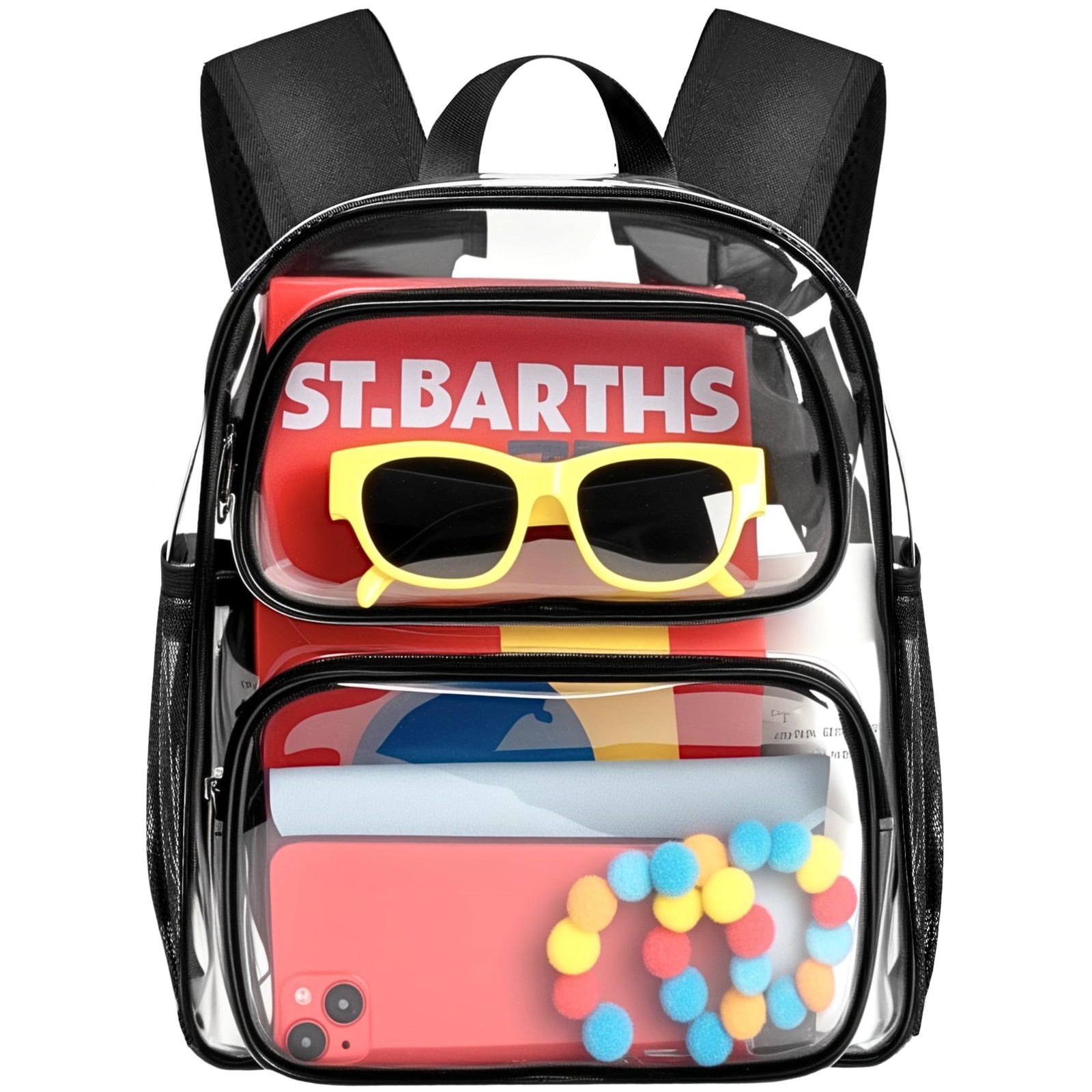 MAY TREE Clear Backpack Stadium Approved, 12x10x6 inches, Black-4
