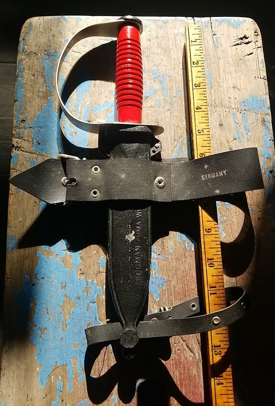 Vtg Puma Frogman Retention Combat D Guard Diving Knife Scuba Red Original Straps