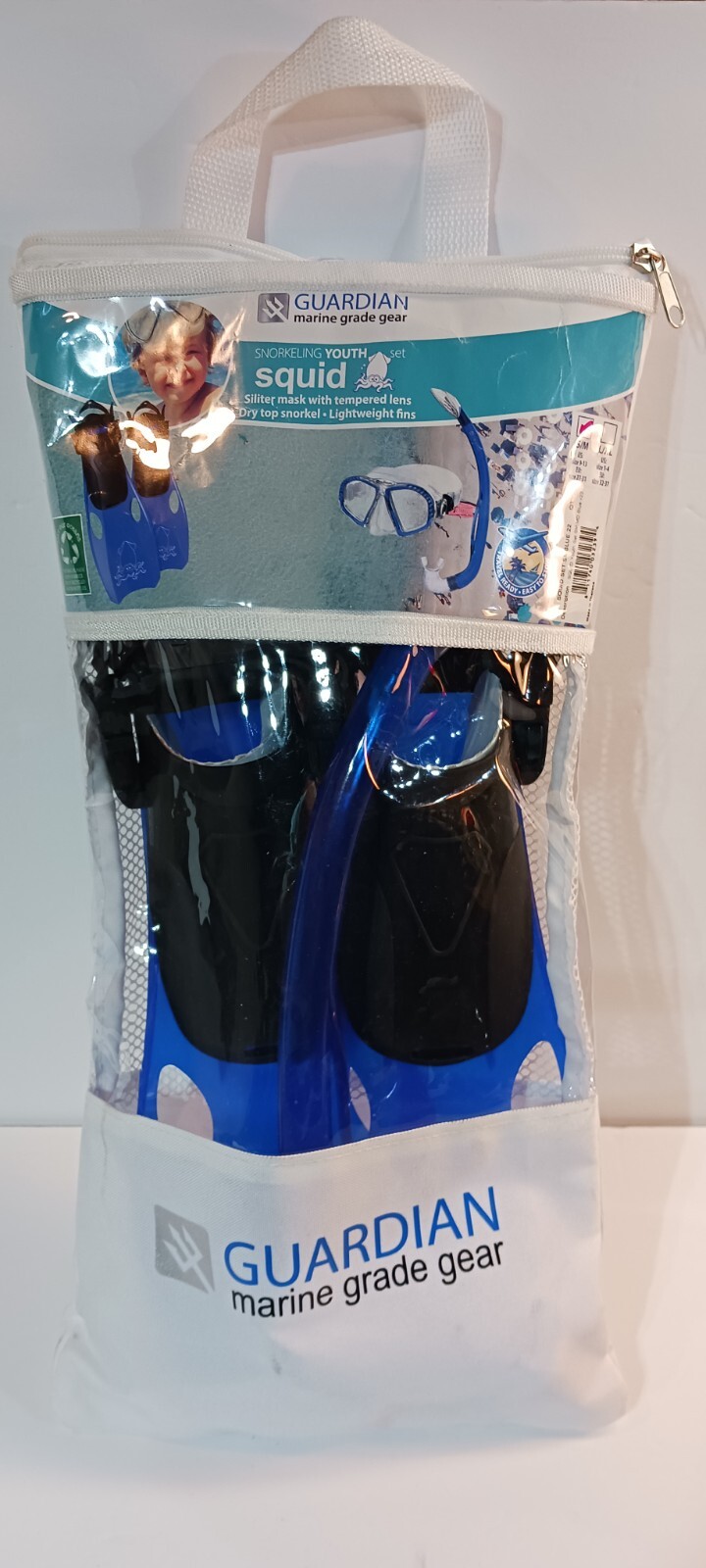 Guardian Snorkeling Set S/M US Size 9-13 Squid Set Small Blue Black 22 NWT