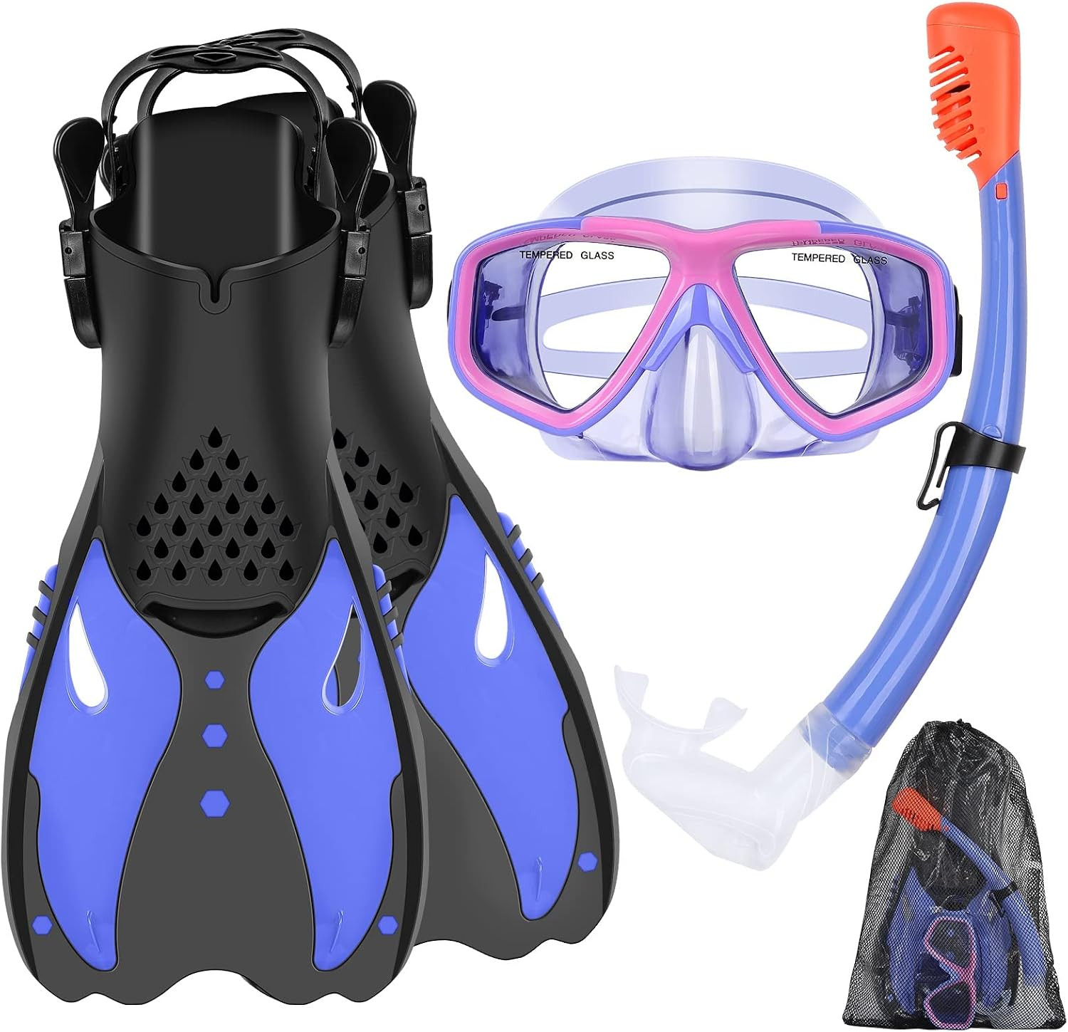Youth Snorkel Set for Ages 7-16, Snorkeling Gear for Kids with Panoramic View Ma