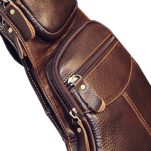 Leather Sling Bag Backpack for Men Women Crossbody Shoulder Chest Day Coffee