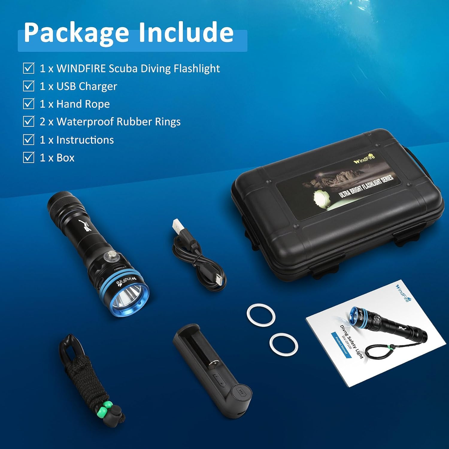 Scuba Diving Flashlight – Super Bright LED Dive Light, IPX8 Waterproof 50 M Unde