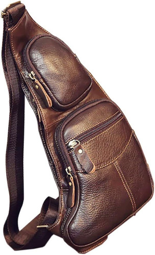 Leather Sling Bag Backpack for Men Women Crossbody Shoulder Chest Day Coffee