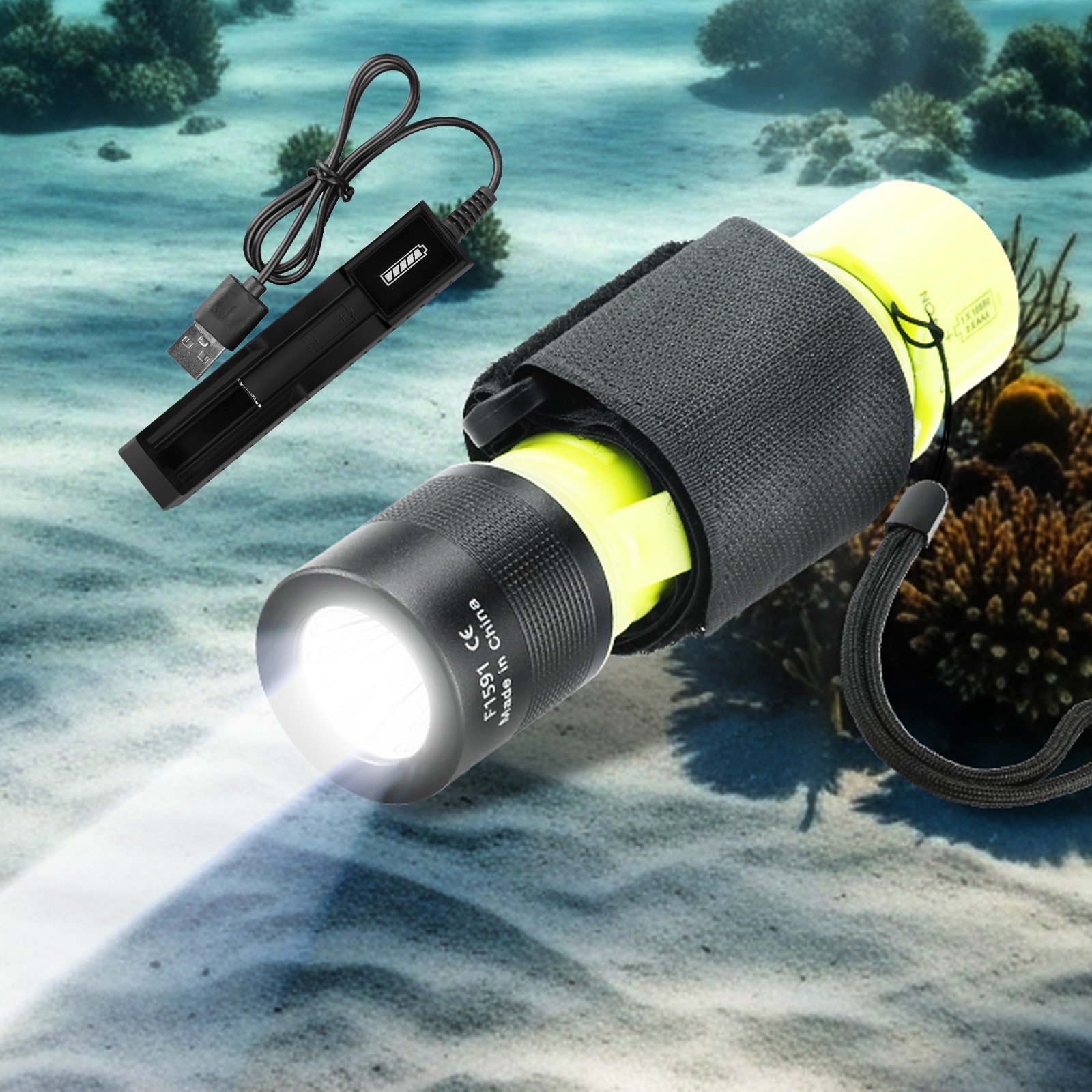 Underwater 80ft Diving Flashlight Waterproof Scuba Dive Torch Snorkeling Light