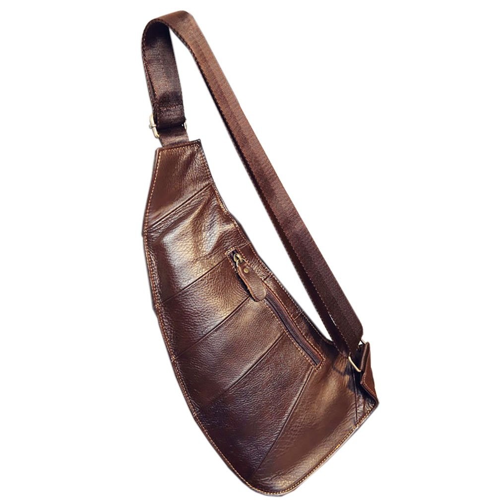Leather Sling Bag Backpack 18cm(W)x4cm(D)x38cm(H)(7.0″x1.5″x14.9″), Coffee