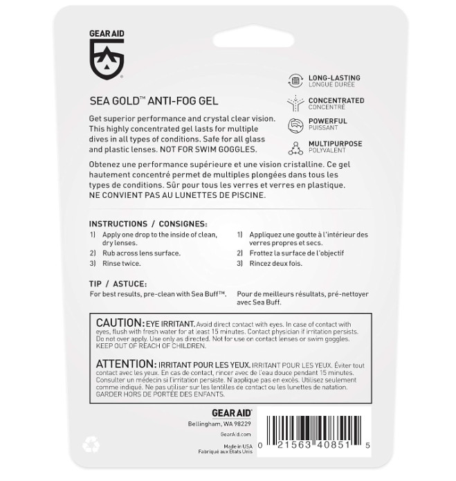 Sea Gold Anti Fog Gel 1.25oz Long Lasting Clear Vision Treatment for Scuba Masks