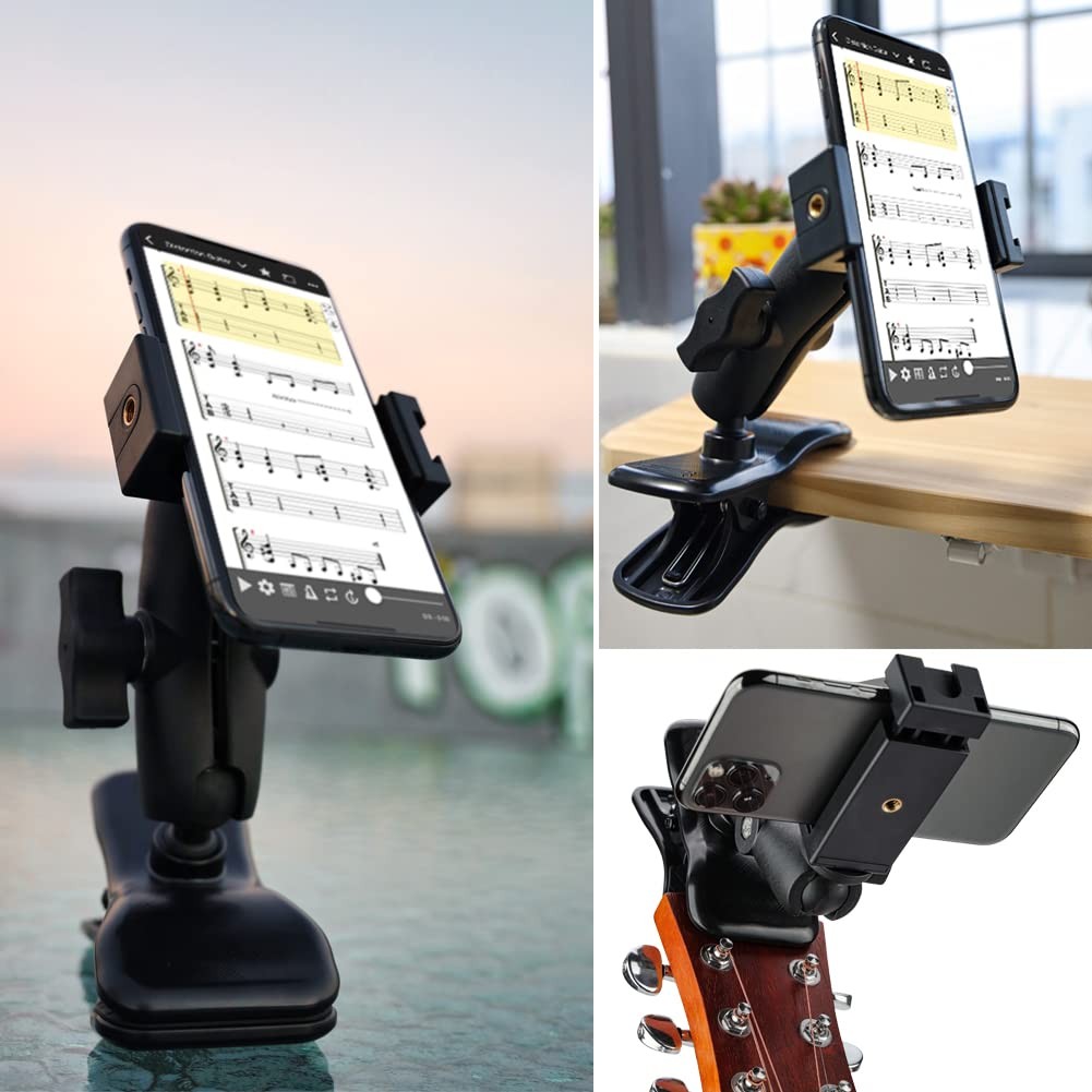 POWRIG Guitar Phone Holder Mount, Action Camera Mount for Black