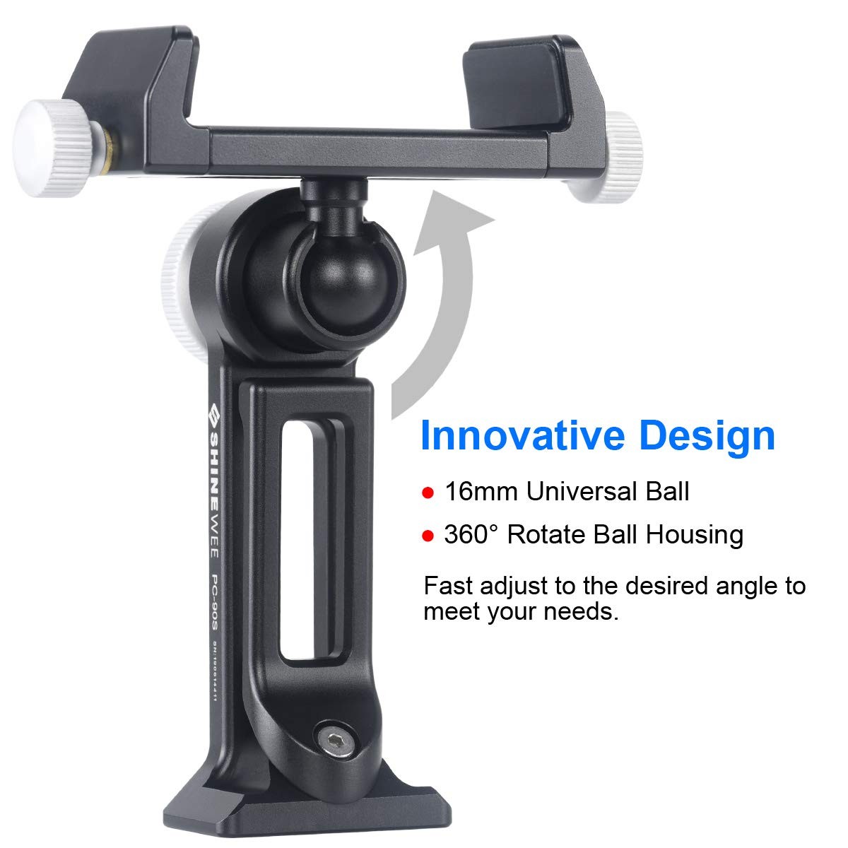 SHINEWEE Metal Phone Tripod Mount Adapter, Arca 5.2×2.75×1.5 inches, Black