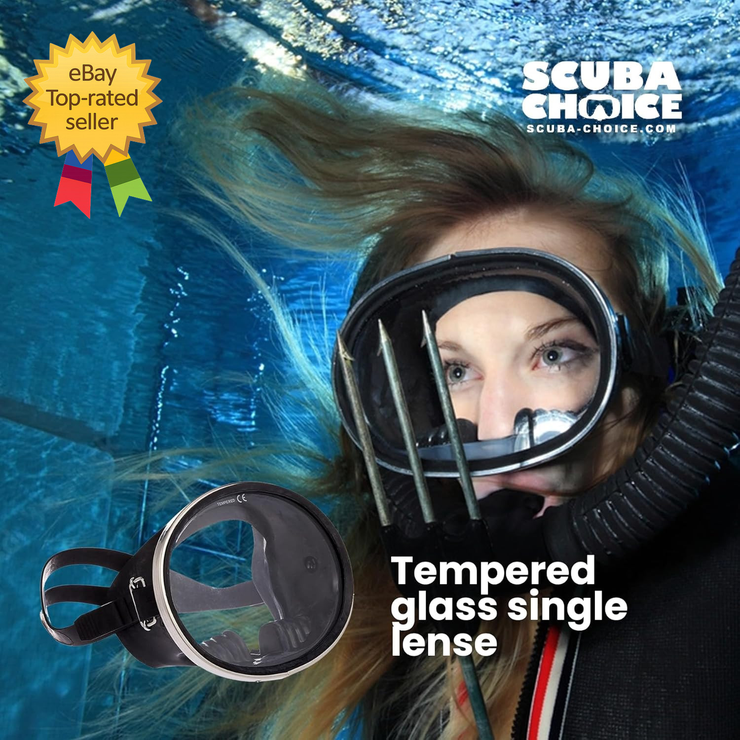 Scuba Diving Mask Oval Tempered Glass Snorkel Mask with Comfortable Classic Rubb