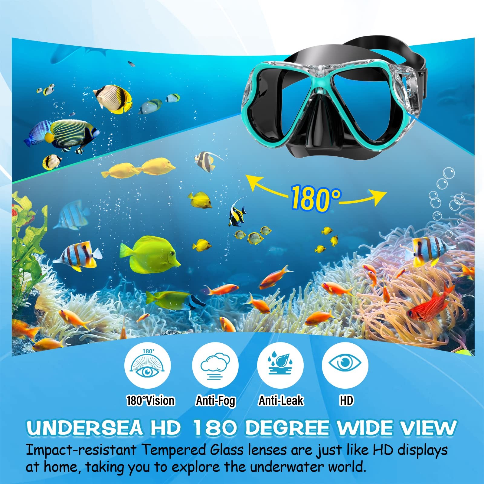 Set De Esnorkel Con Mascara Panoramica Antifog Para Adultos Estilo De Lujo