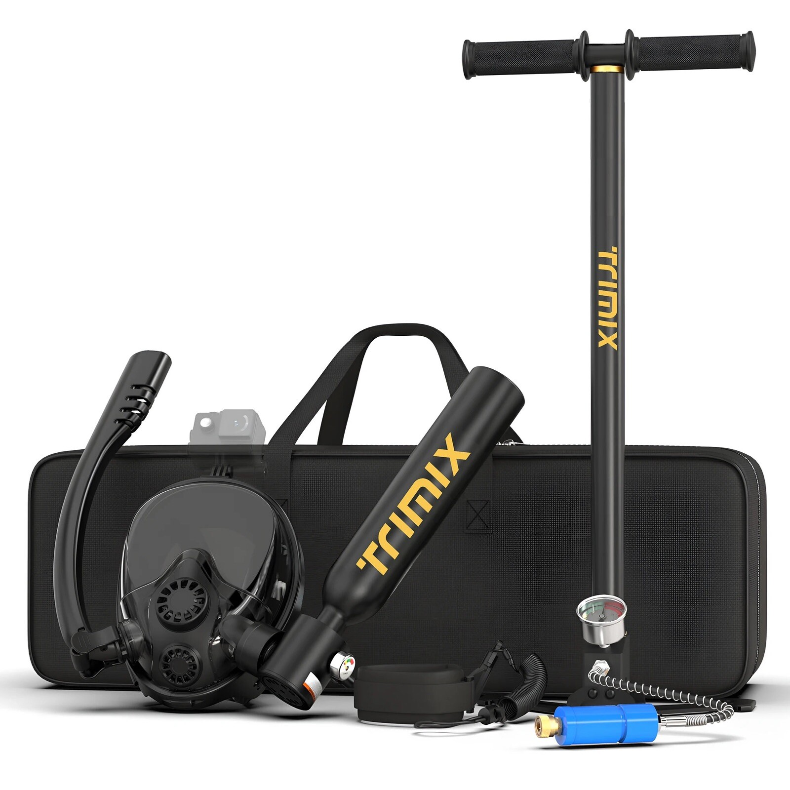 TRIMIX Scuba Diving Kit Full Face Snorkel Mask 1L Air Oxygen Tank Underwater USA
