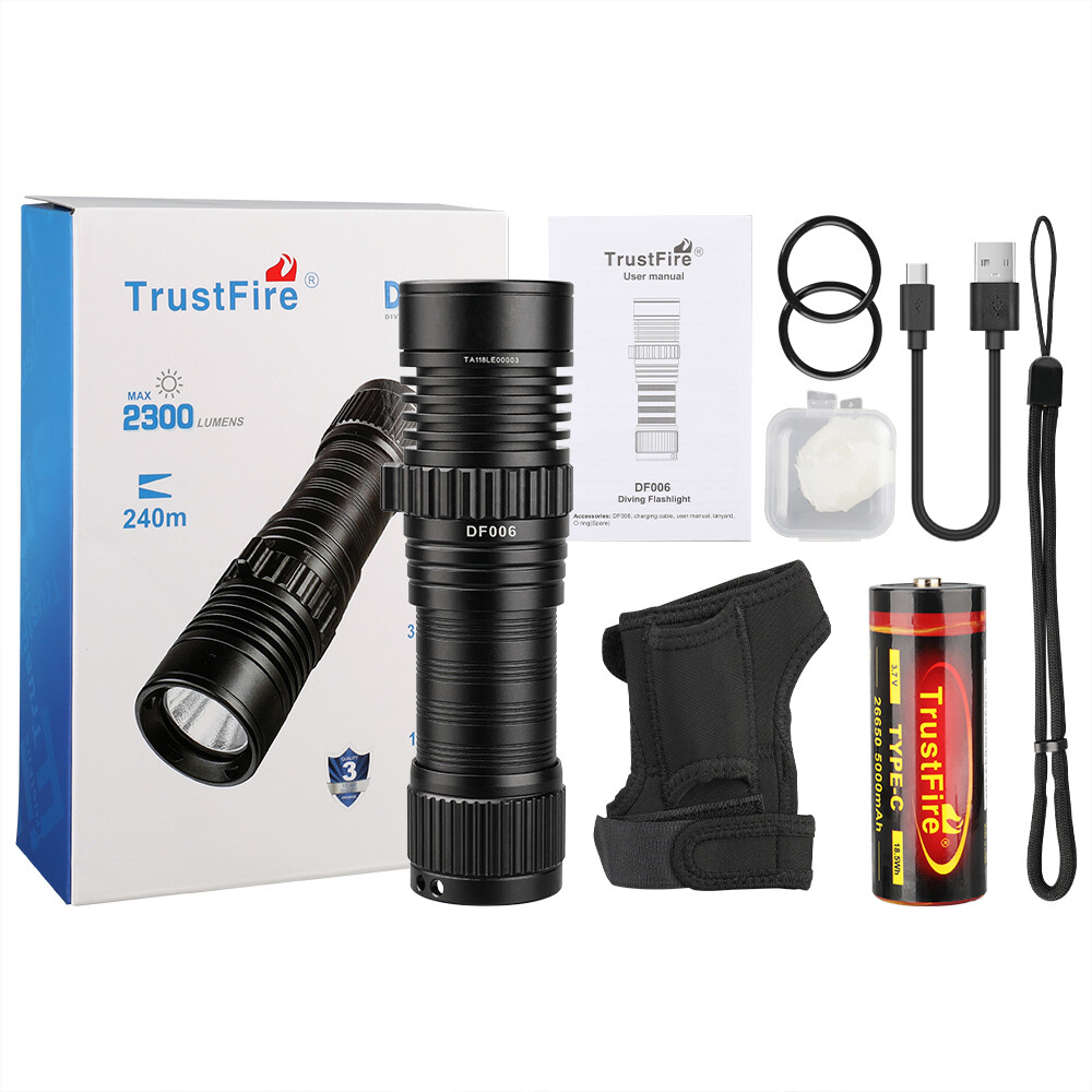 Trustfire 2300LM Waterproof LED Diving Light Scuba Flashlight for Snorkeling Z