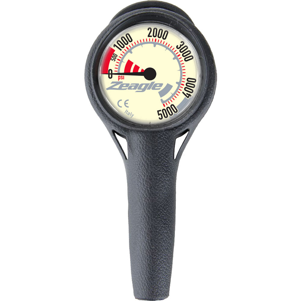 Zeagle Single Pressure Gauge, Imperial 11″ Rubber Hose