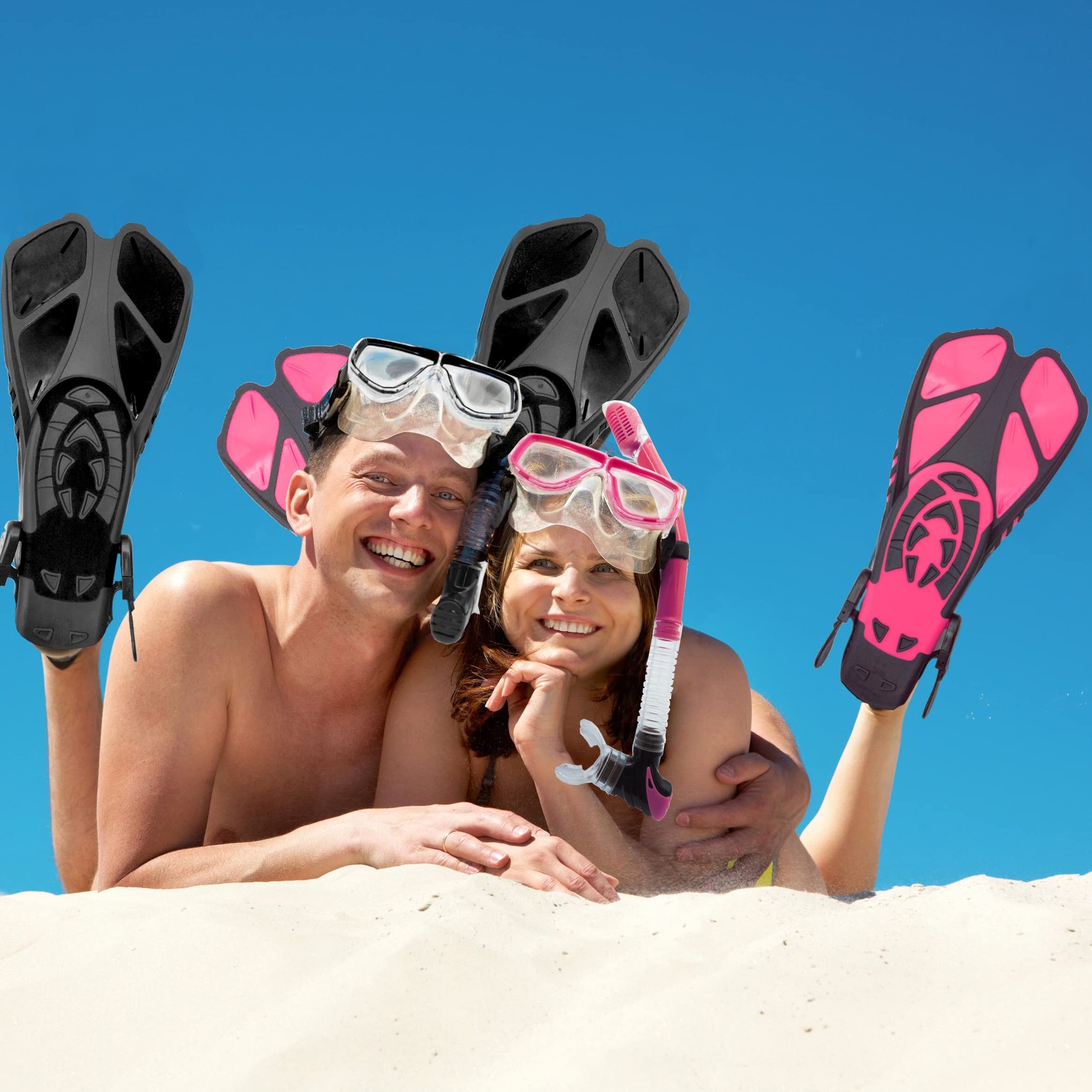 DiVLMT Snorkeling Gear for Adults with US Men 4-8.5 | Lady 6-9.5, Pink