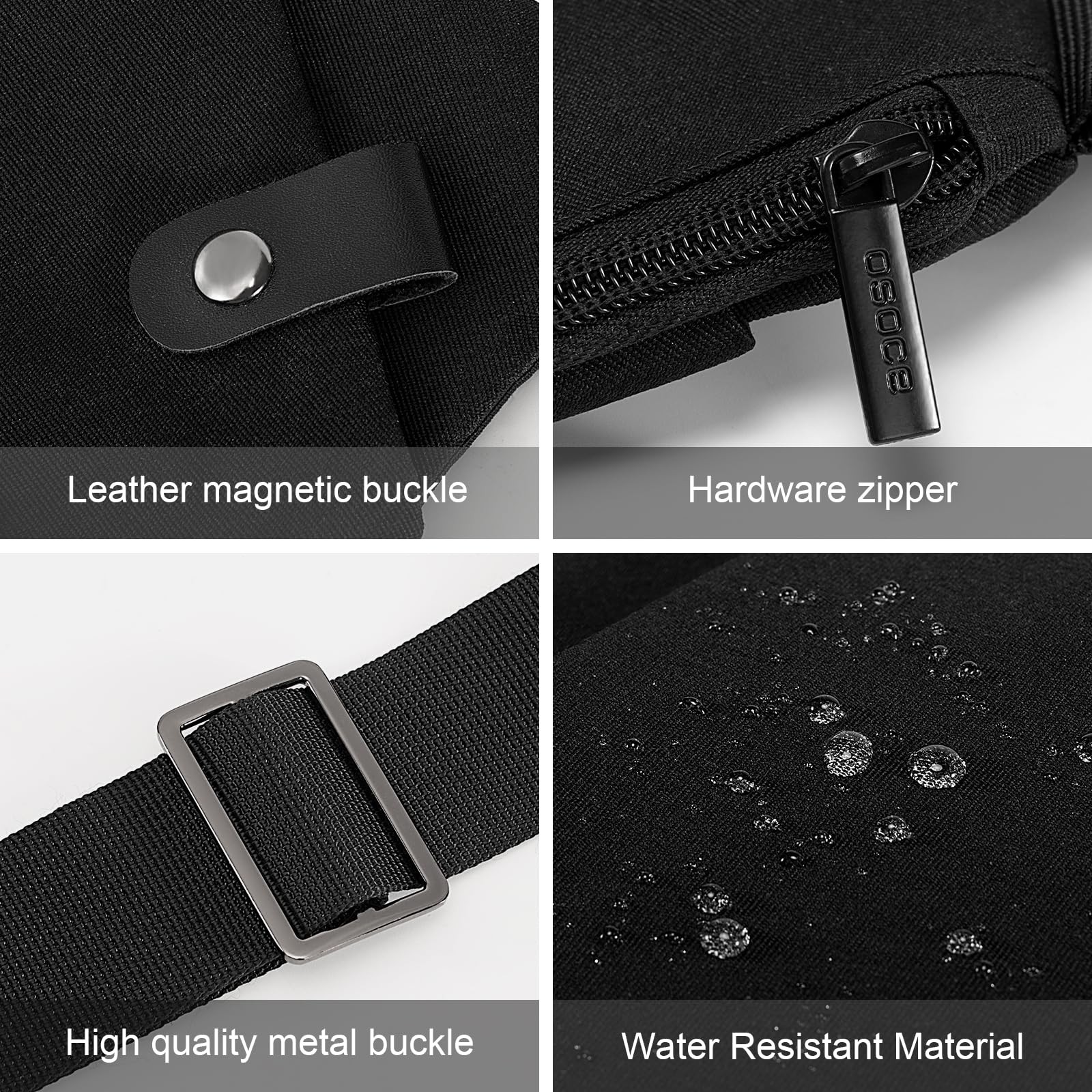 OSOCE Crossbody Sling Bag, Water-Resistant Anti Theft Chest Small, Black