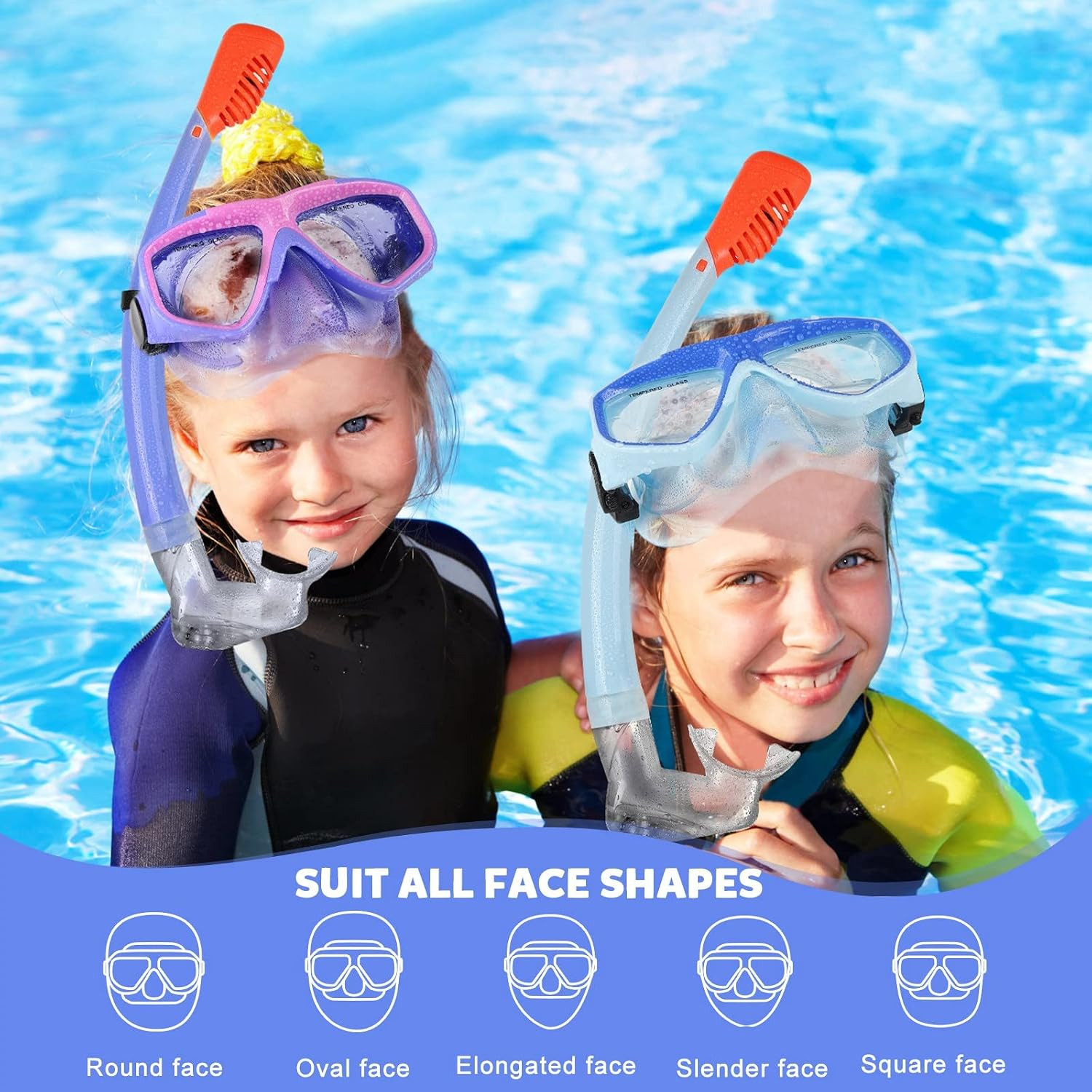 Youth Snorkel Set for Ages 7-16, Snorkeling Gear for Kids with Panoramic View Ma