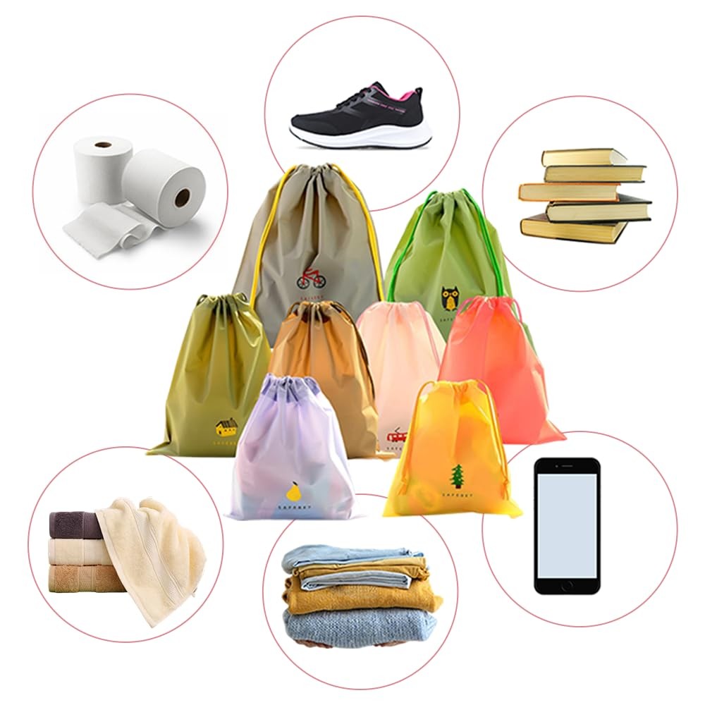 Vyooxcy 8 PCS Waterproof Drawstring Small, Medium, Large, Multiple colors