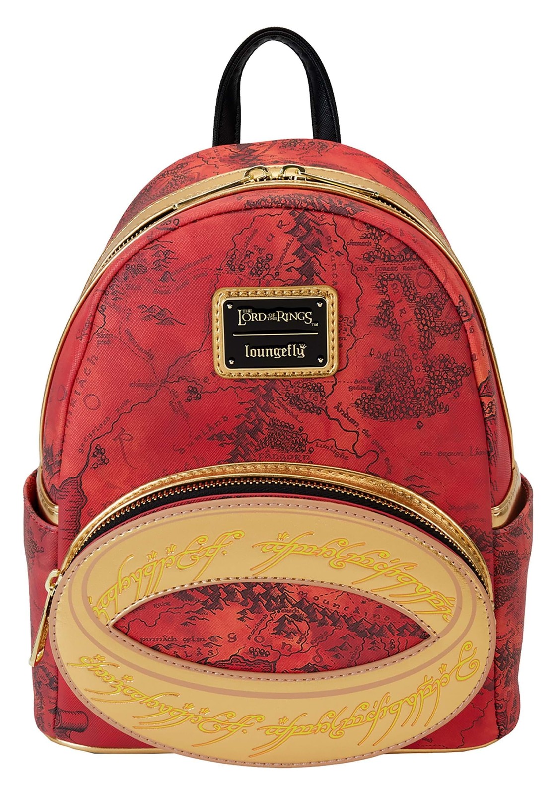 Loungefly Lord of the Rings The One Ring Glow Mini Backpack Size, Red