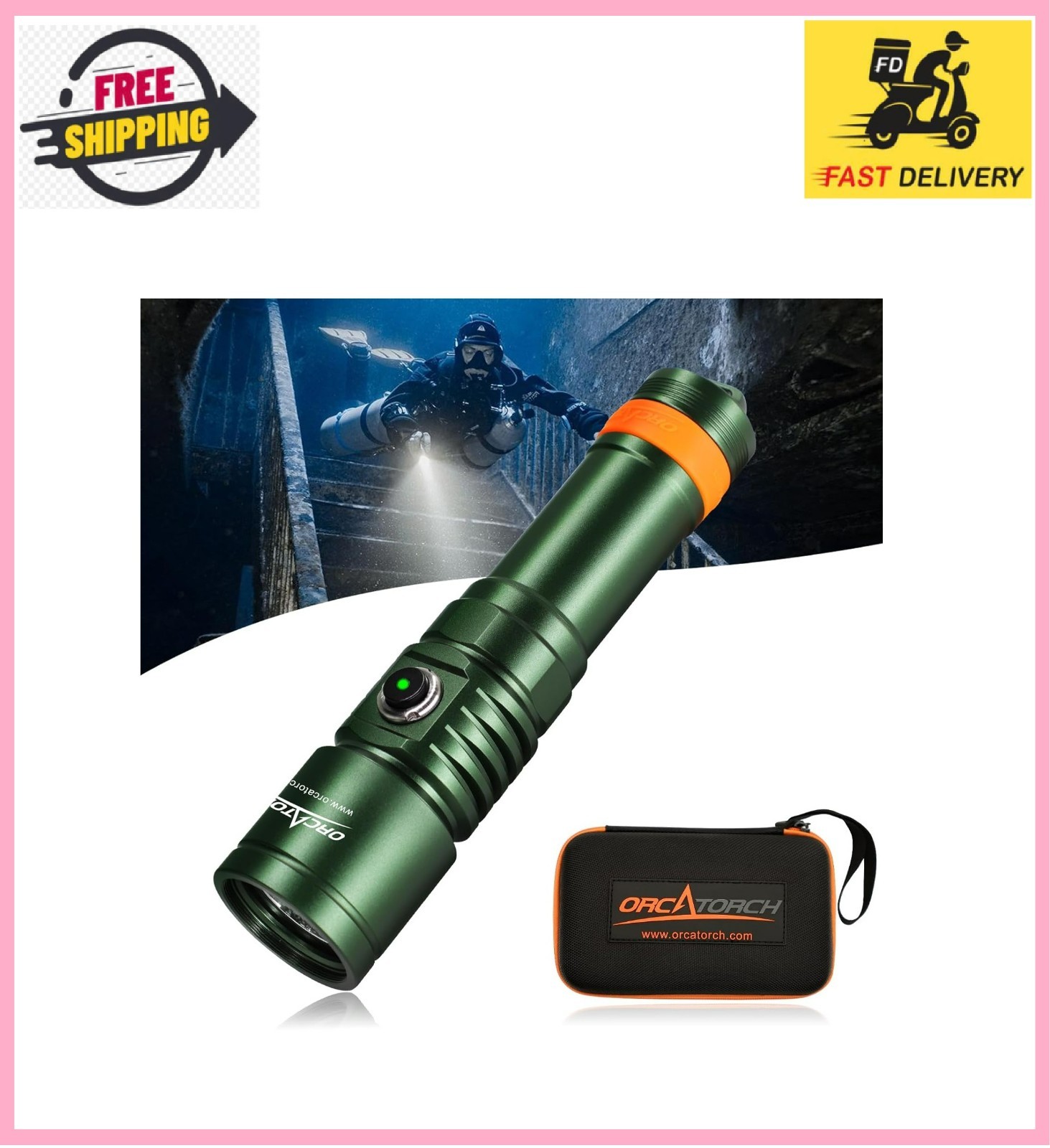 ORCATORCH D710 Scuba Diving Light,3000 Lumens Super Bright Underwater Flashlight