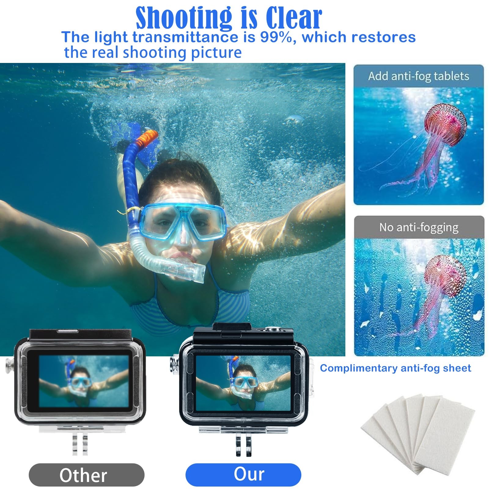 UnisonPet Waterproof Case for DJI Osmo Action 5 Pro/4/3 with 3 Pack black