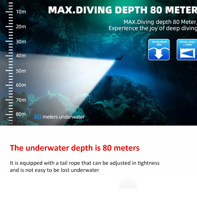 Dive Lights Scuba P70 LED Diving Flashlight Underwater Lights Diving Torch