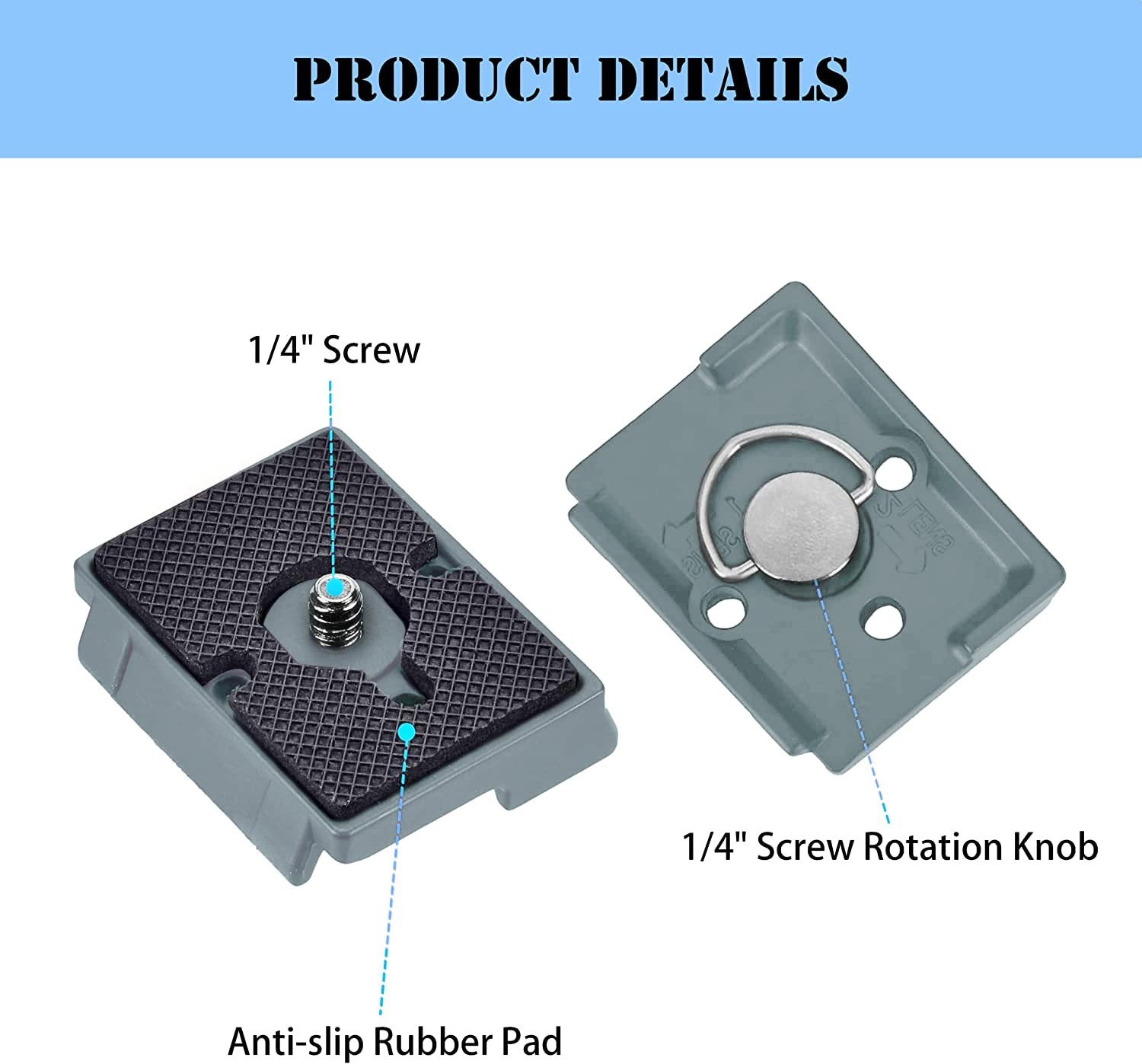 Ytvariw 323 Quick Release Plate 1/4″ Screw Tripod Camera Compatible for Grey