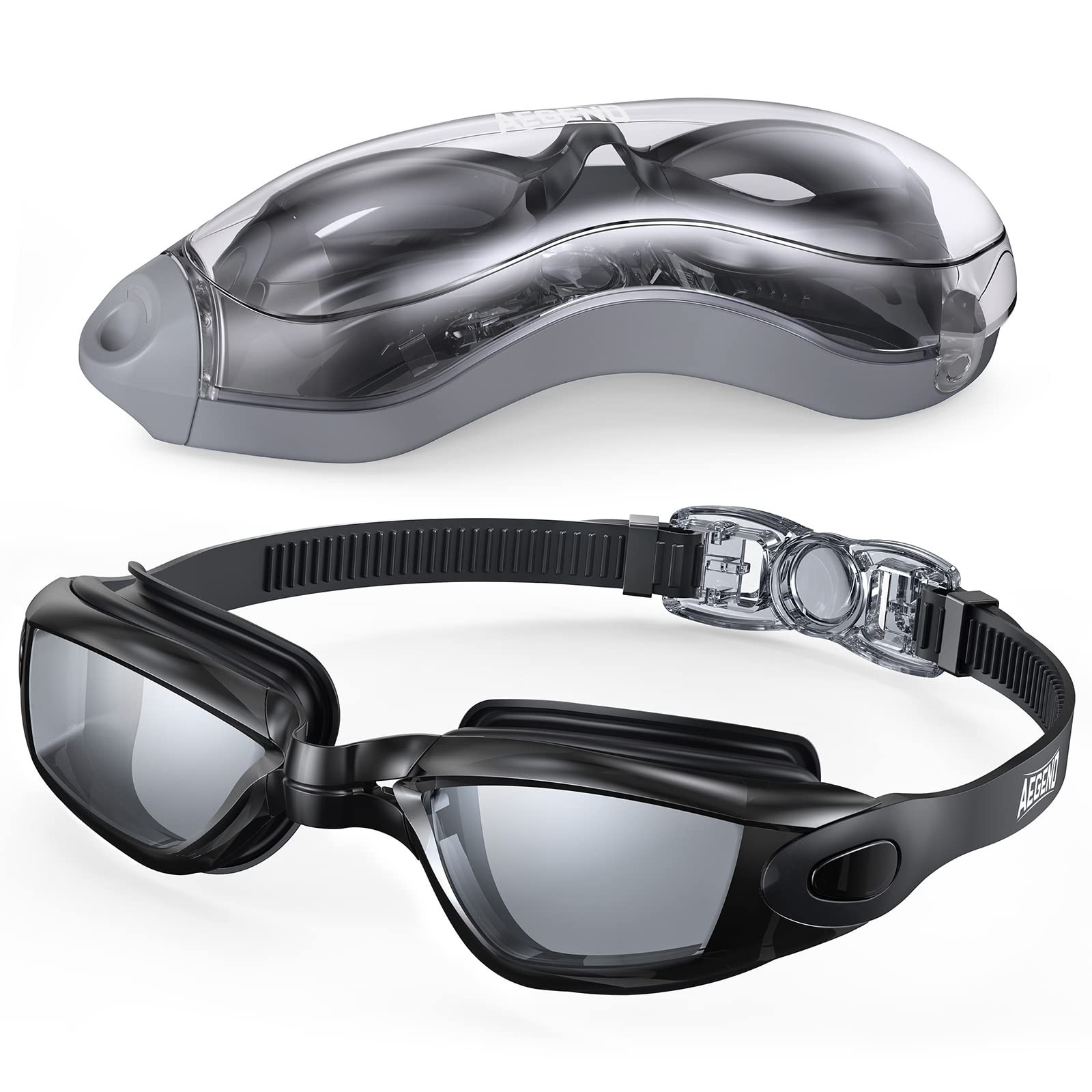 Aegend Swim Goggles, Swimming Goggles No One Size, Black (Black-color Lens)