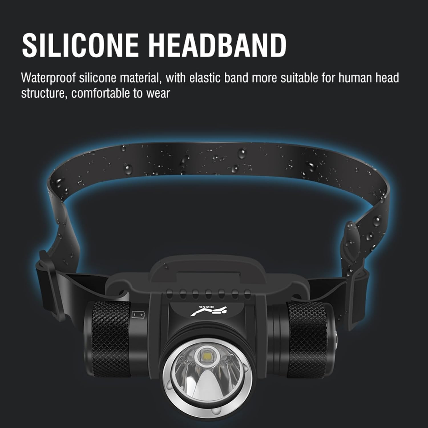 Scuba Diving Light, Diving Flashlight Headlamp, 5 Modes Dive Flashlight, Ultra B