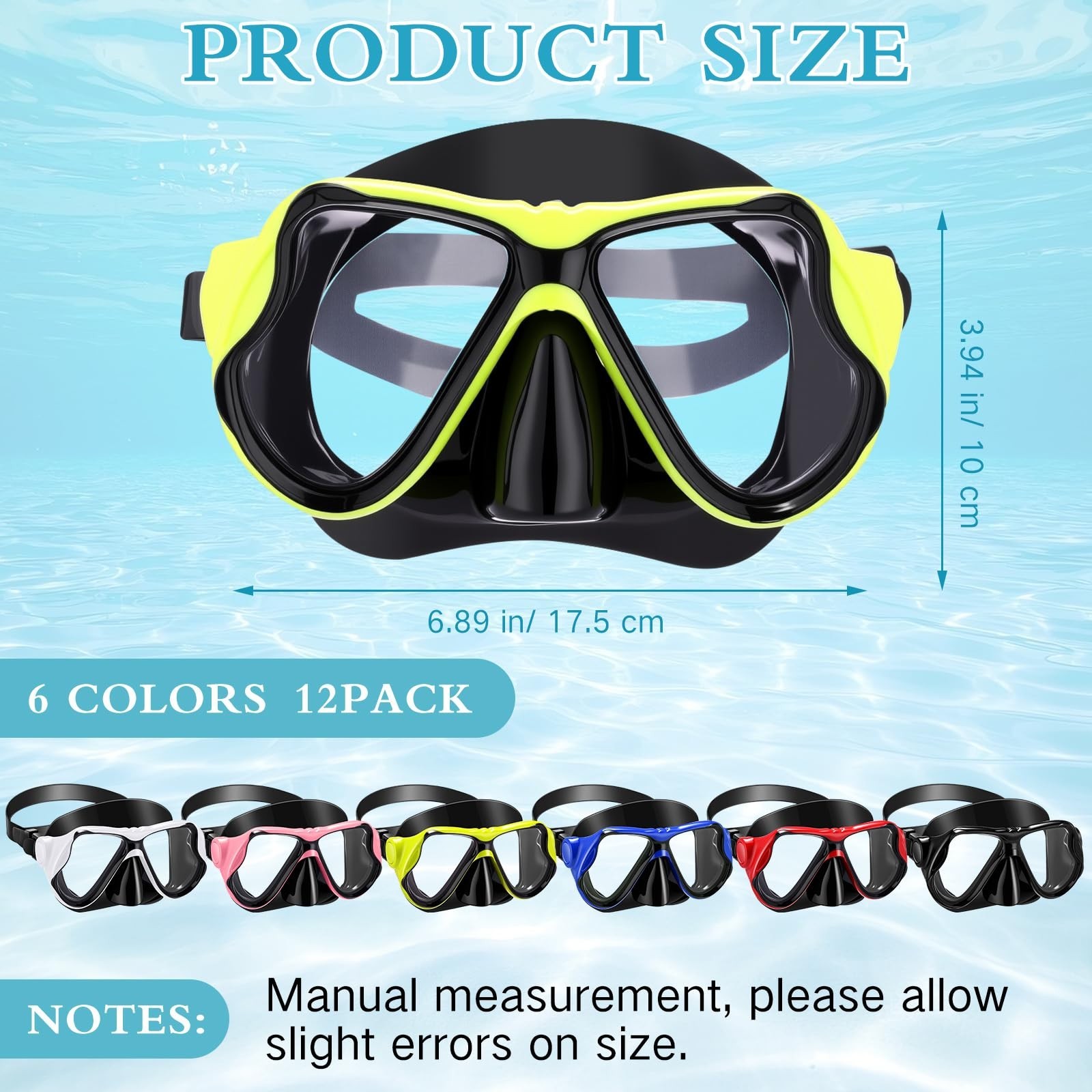 12 Pcs Anti-Fog Snorkeling Goggles & Dive Masks for Adults – Panoramic Swim Gear