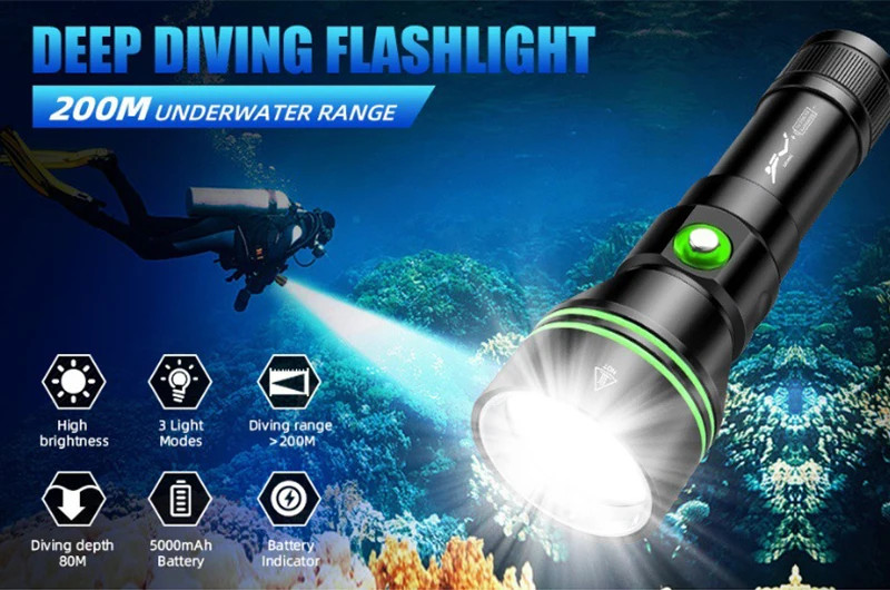 Dive Lights Scuba P70 LED Diving Flashlight Underwater Lights Diving Torch