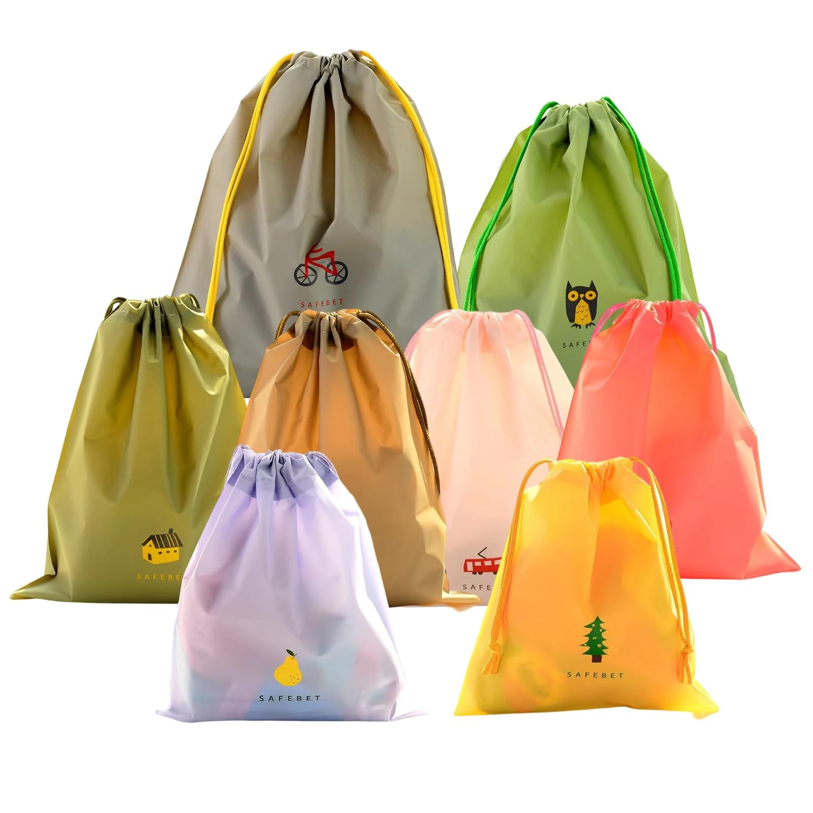Vyooxcy 8 PCS Waterproof Drawstring Small, Medium, Large, Multiple colors