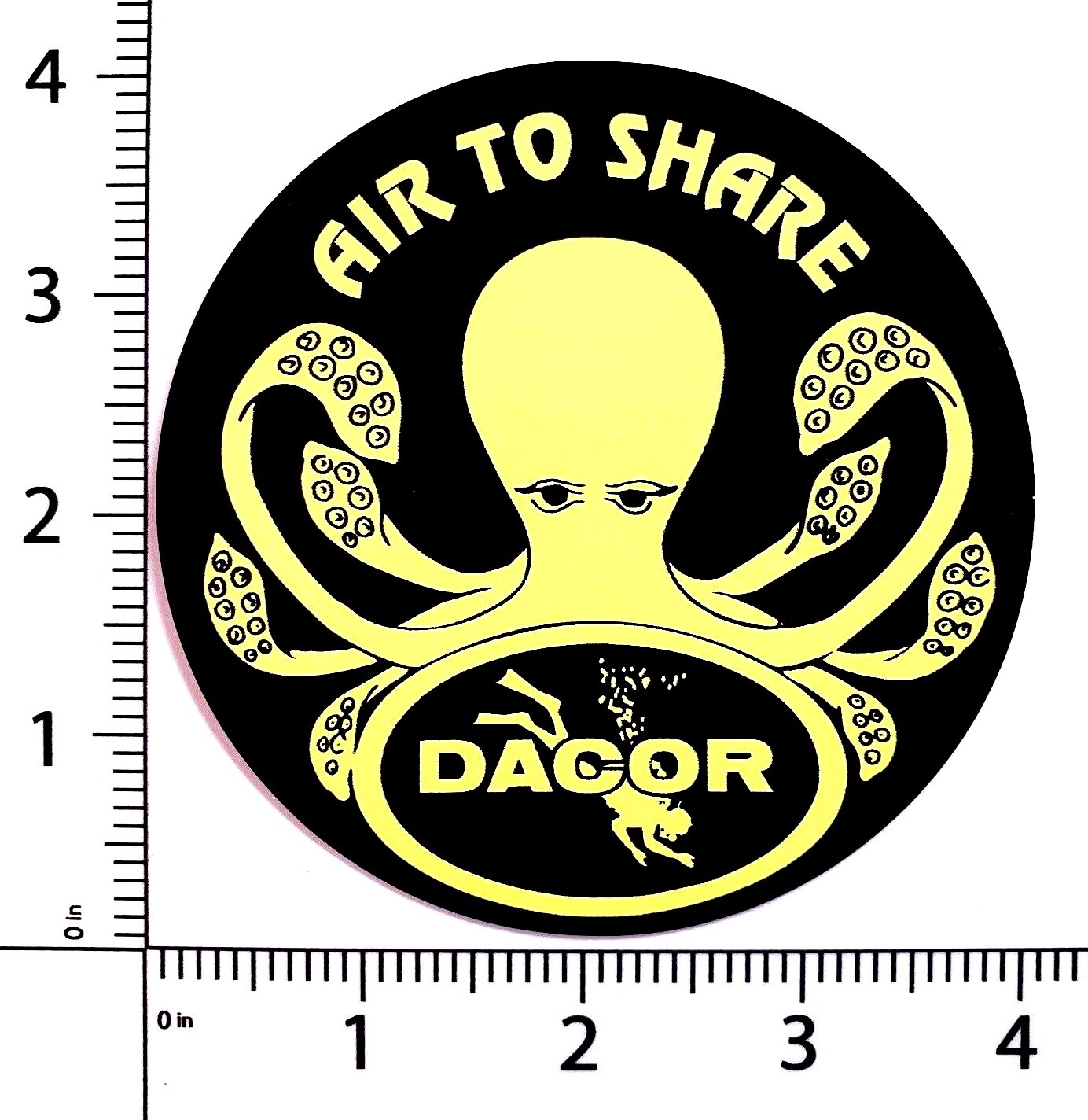 DACOR Octopus Air to Share Scuba Dive Decal Sticker repro 6mil vinyl 4″ die cut