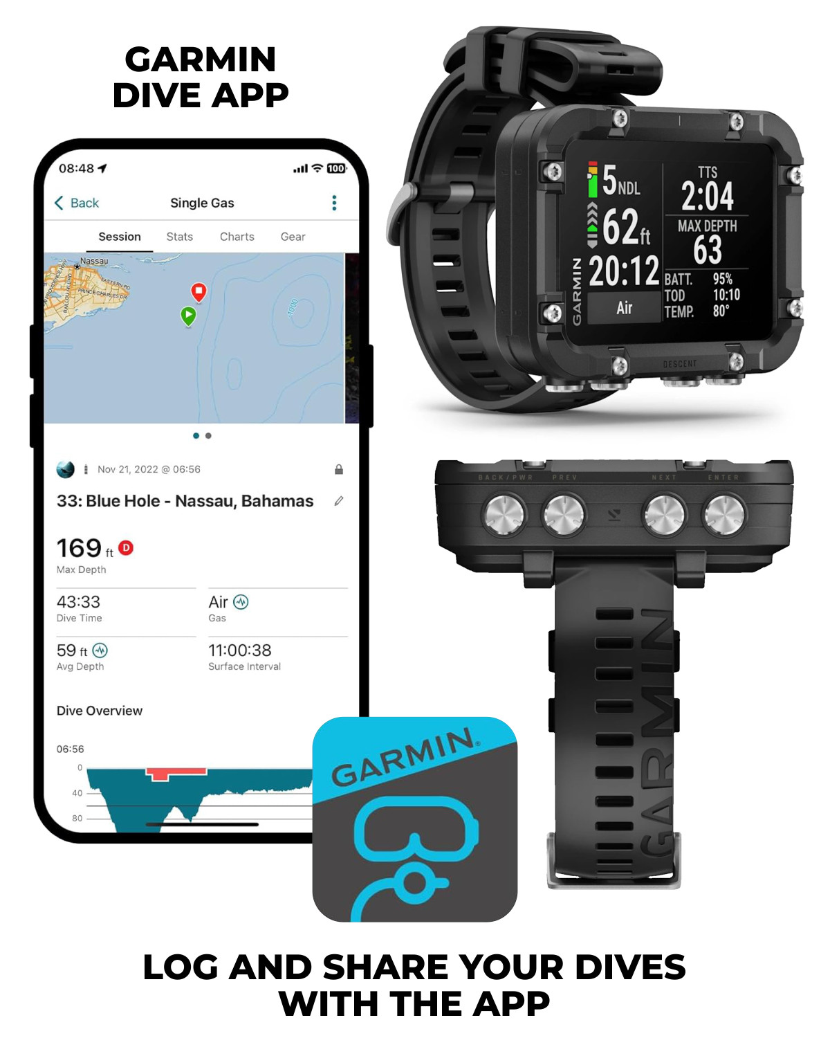 Garmin Descent X30 Rugged Dive Computer Surface GPS 2.4″ Display w/ PowerBank