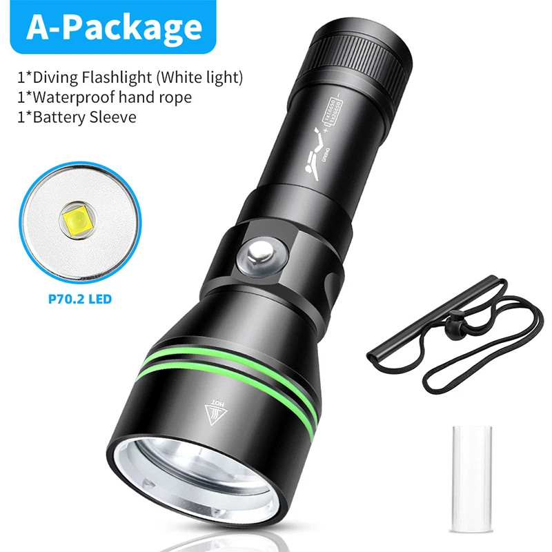 Dive Lights Scuba P70 LED Diving Flashlight Underwater Lights Diving Torch
