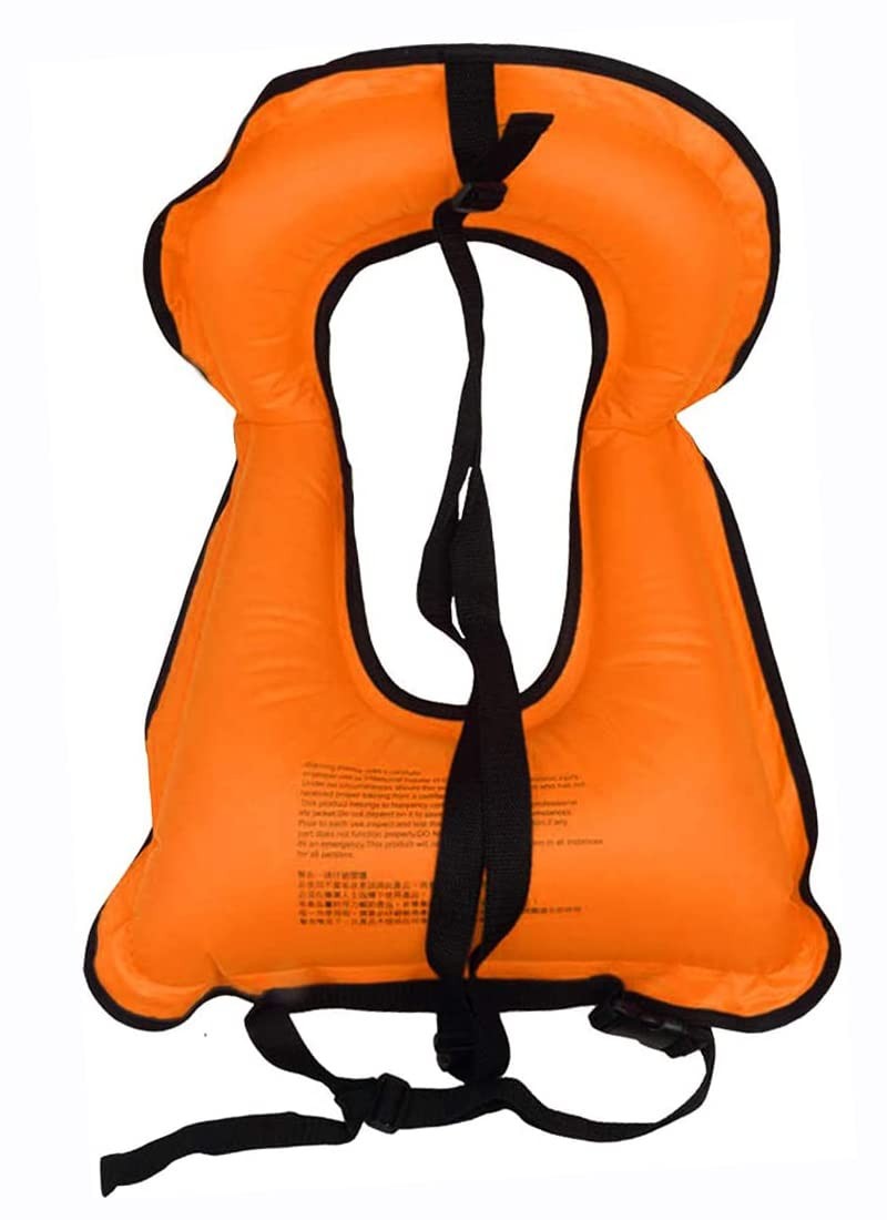 Inflatable Snorkel Vest for Kids, Portable Snorkeling Jackets Child, Orange