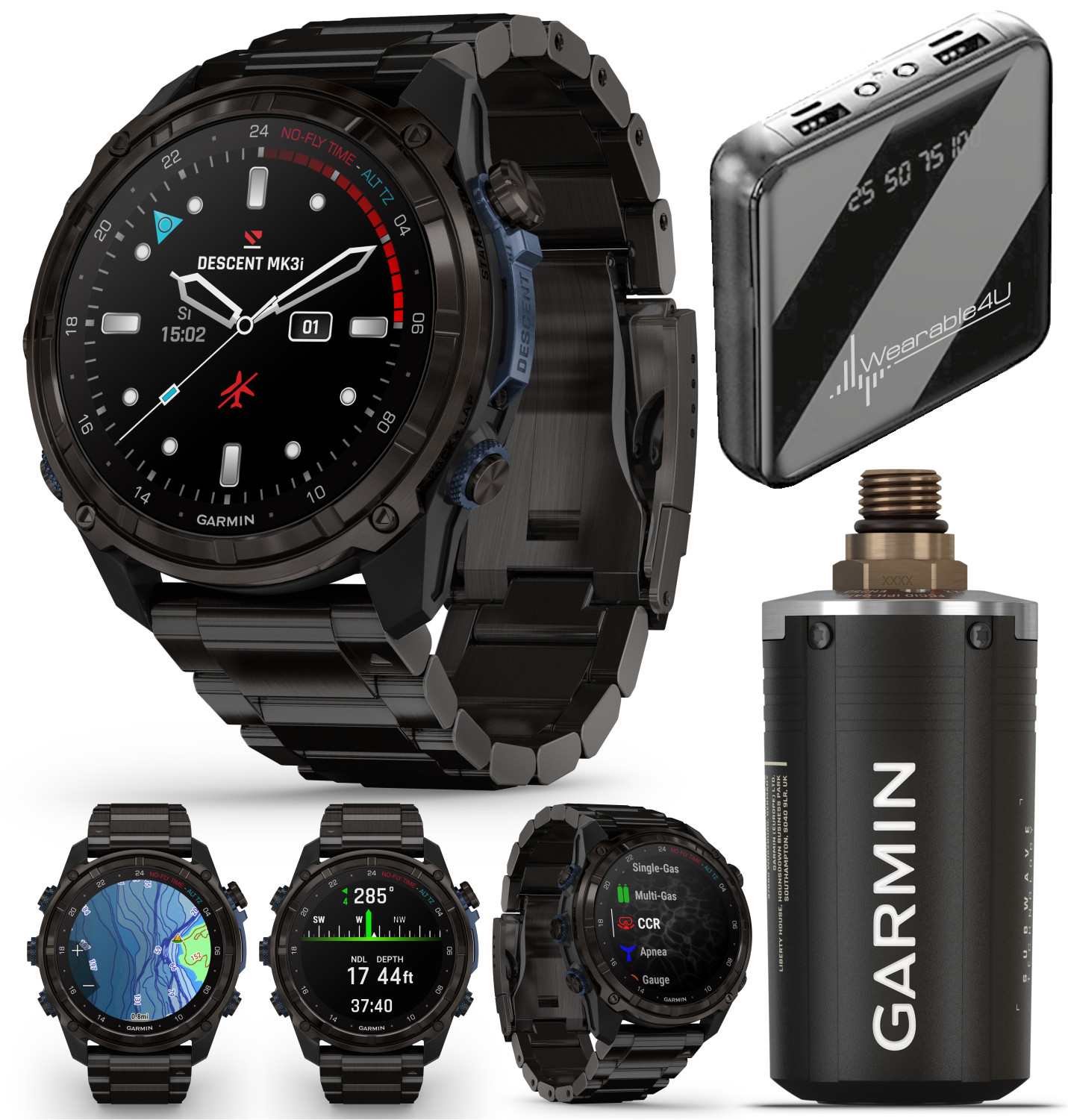 Garmin Descent Mk3i 51mm Titanium Diving Computer Watch w/ T2 Transceiver