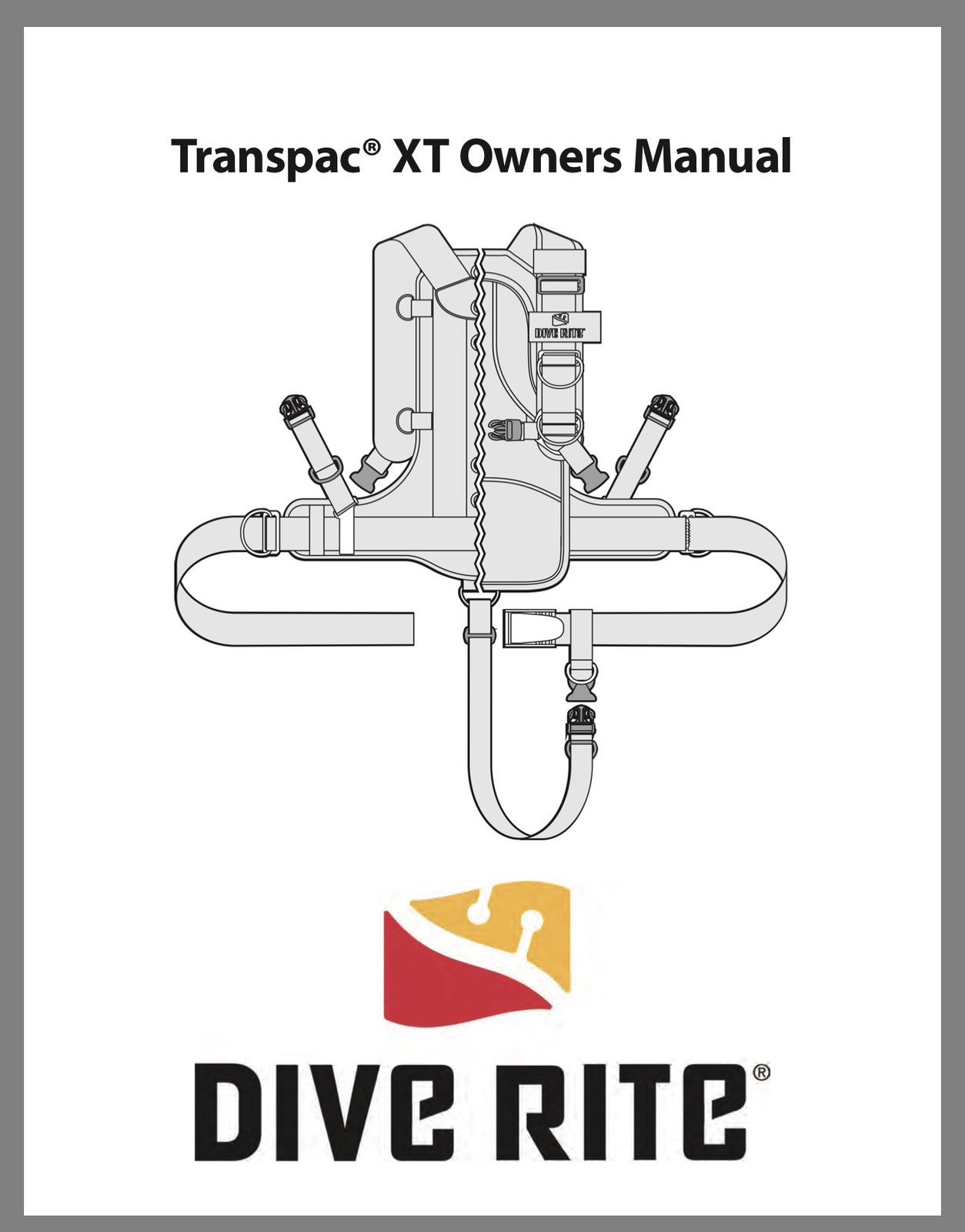 Dive Rite Transpac XT Harness, Gently Used. Size 17” Medium (T3300 Soft Pack)