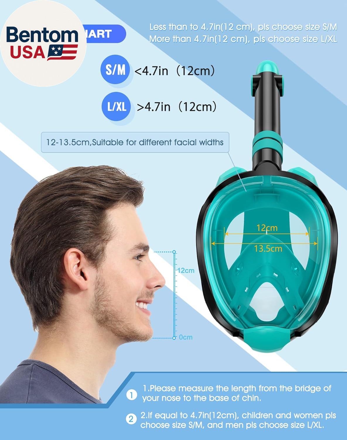 G2 Snorkeling Gear for Adults 2PCS, Full Face Snorkel Mask with Dry Top Snorkel,