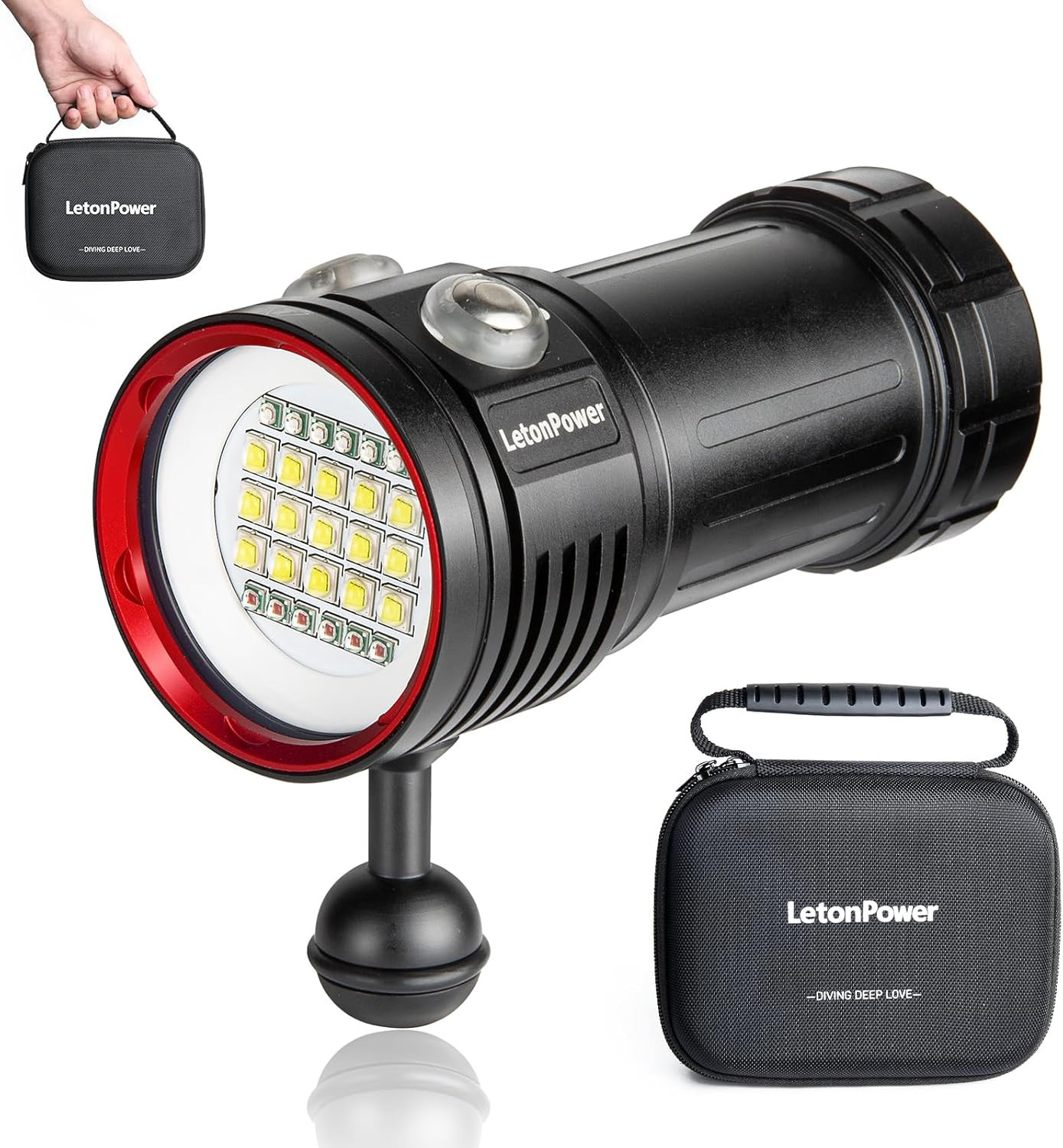 L15 10000 Lumens Underwater Video Light – 100M (330Ft) Waterproof Dive Video Lig