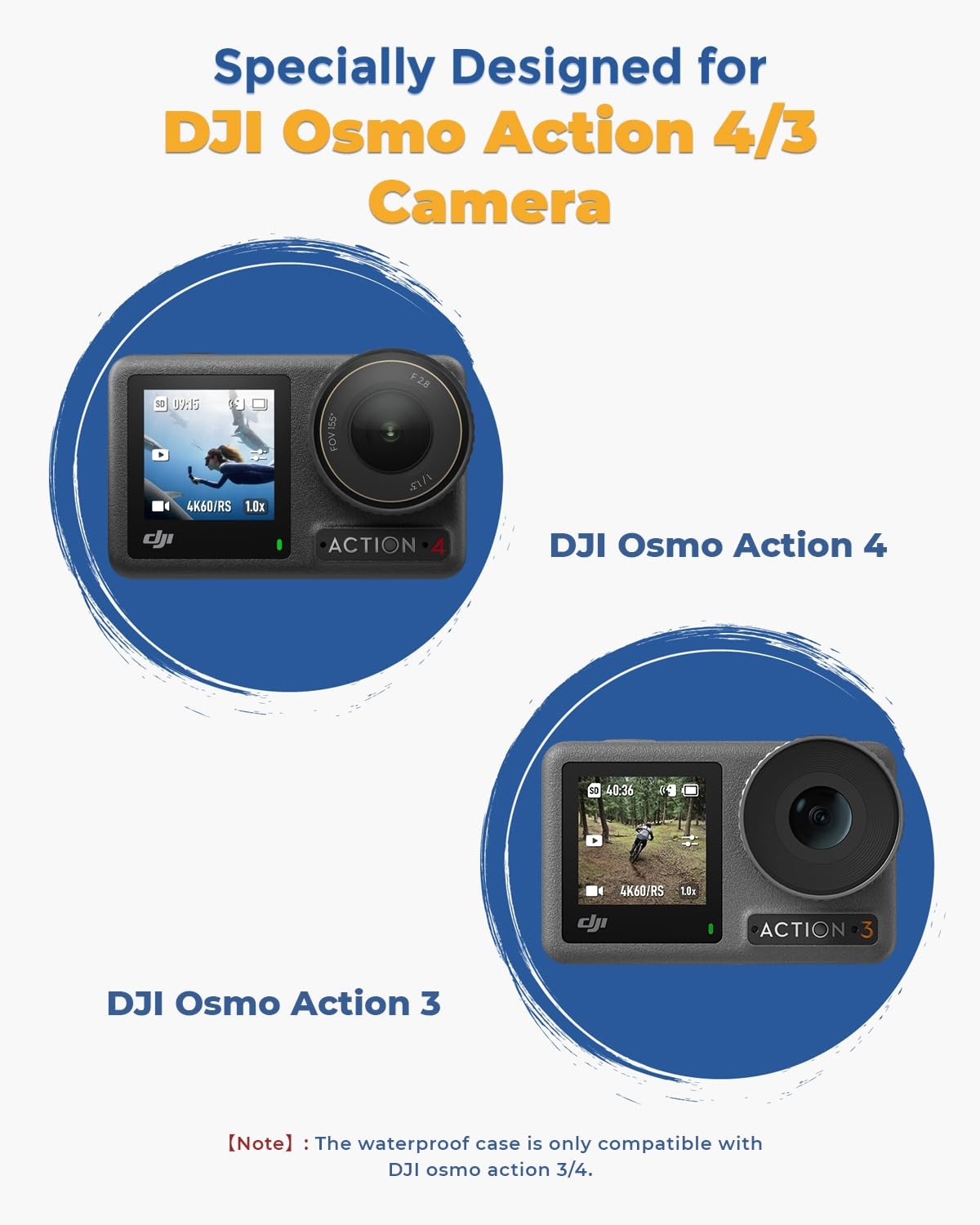 Waterproof Housing Case with Dive Filters for DJI Osmo Action 5 black