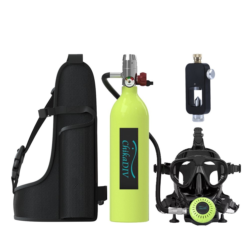 Professional Lung Tank Mask Set Scuba Tank Diving 1L Full Face Design with Carry