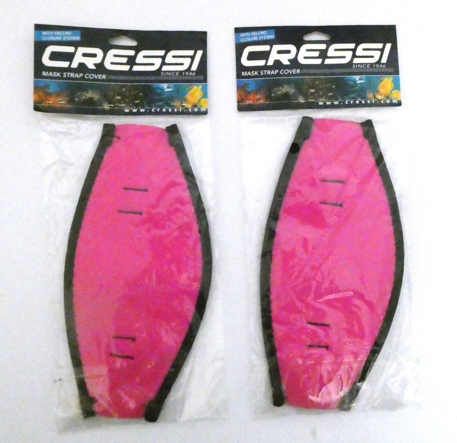 2 Pack Cressi Pink Neoprene Mask Strap Cover Comfortable Covers for Diving Mask