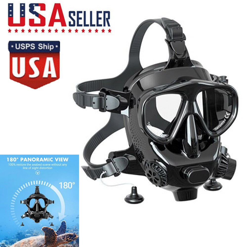 Silicone Full Face Mask Diving Goggles Underwater Breathing Snorkel Equipment