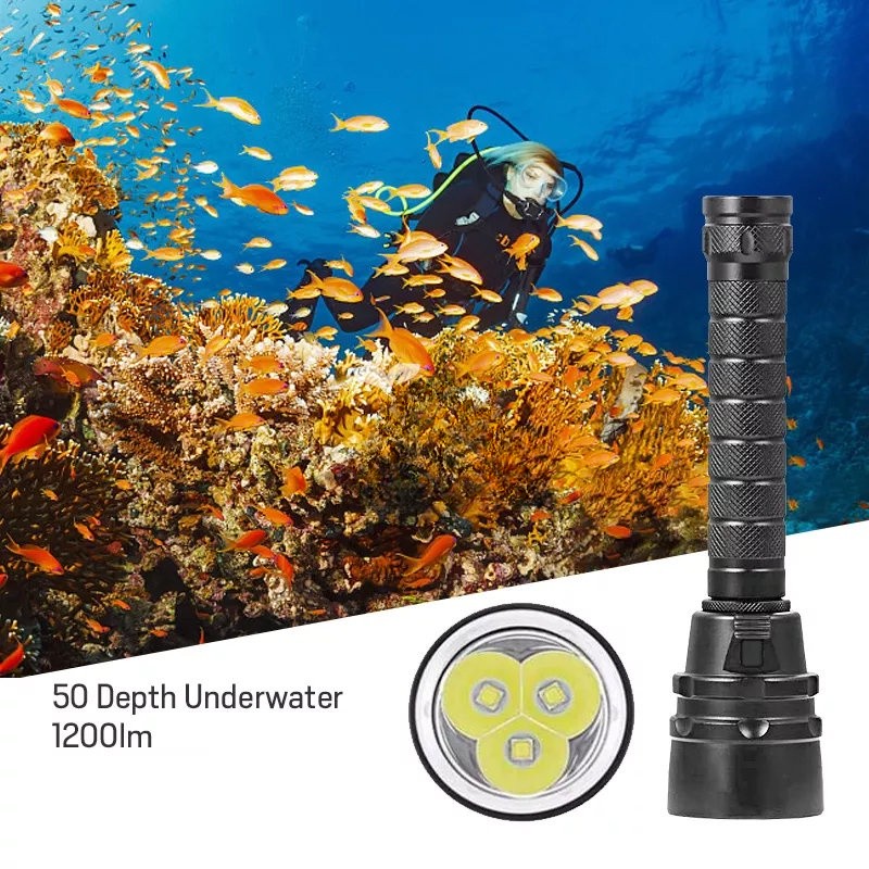 Underwater LED Diving Flashlight 90000lm Waterproof Rechargeable Torch Lamp